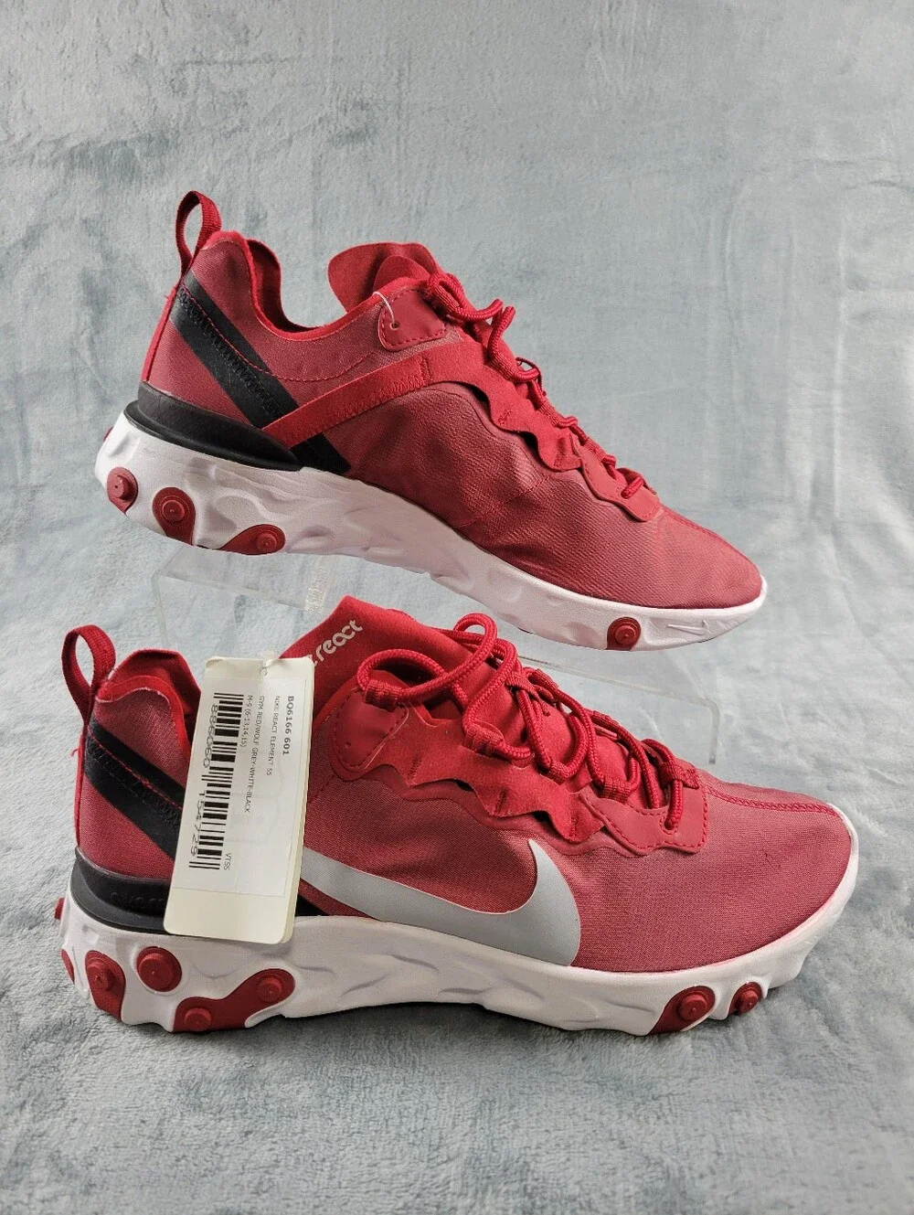 Nike React Element 55 Team Red Sneakers Men Size 9 BQ6166-601